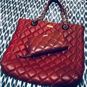 Large Red Leather Kate Spade Purse & Wallet Set
